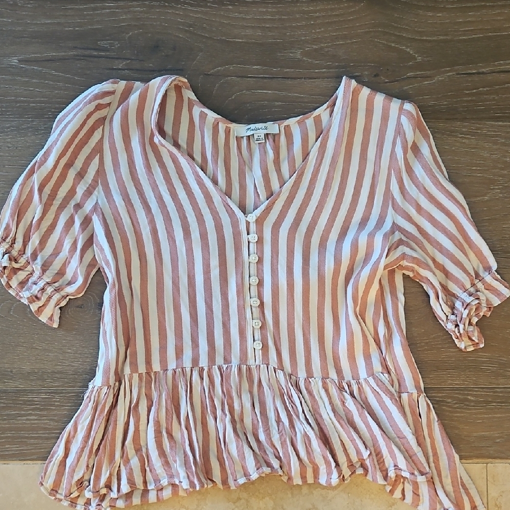 Madewell Striped Peplum Blouse
